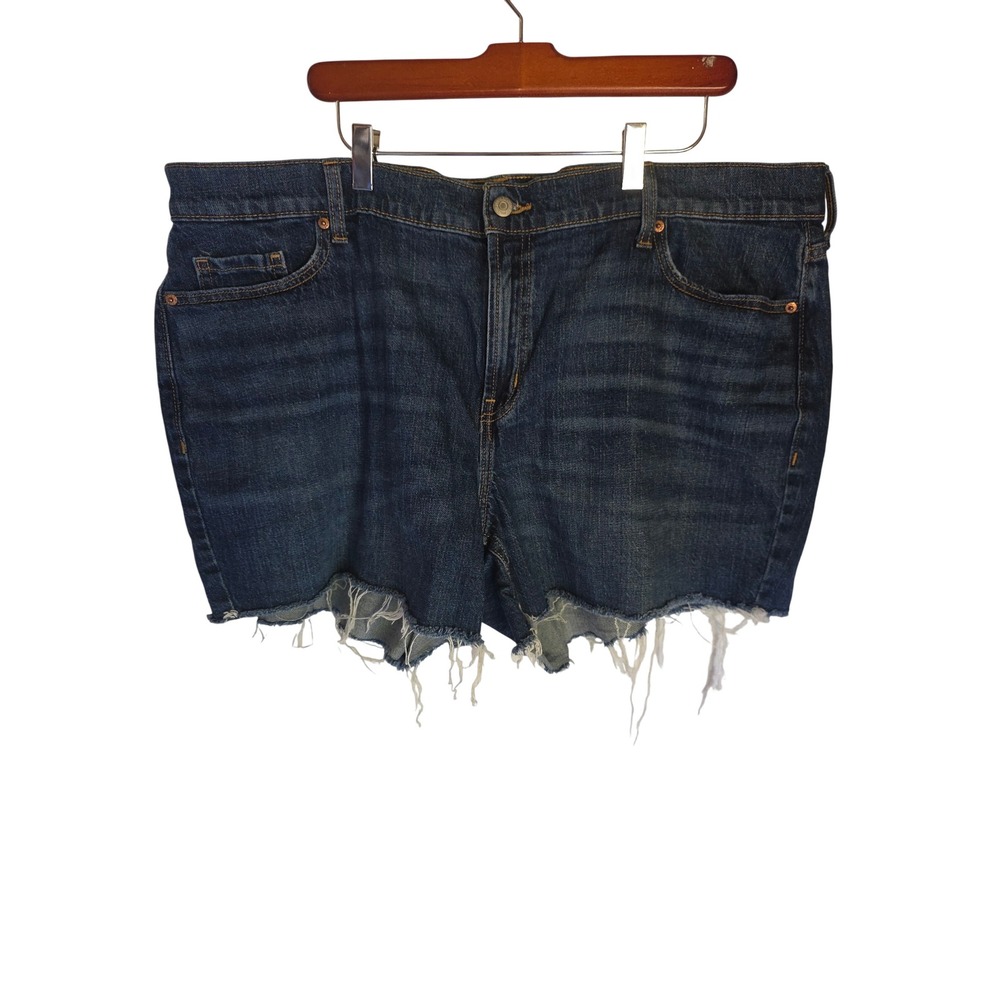 Old Navy Womens 20 Mid-Rise Boyfriend Denim Cut Off Shorts Dark Wash Frayed Hem